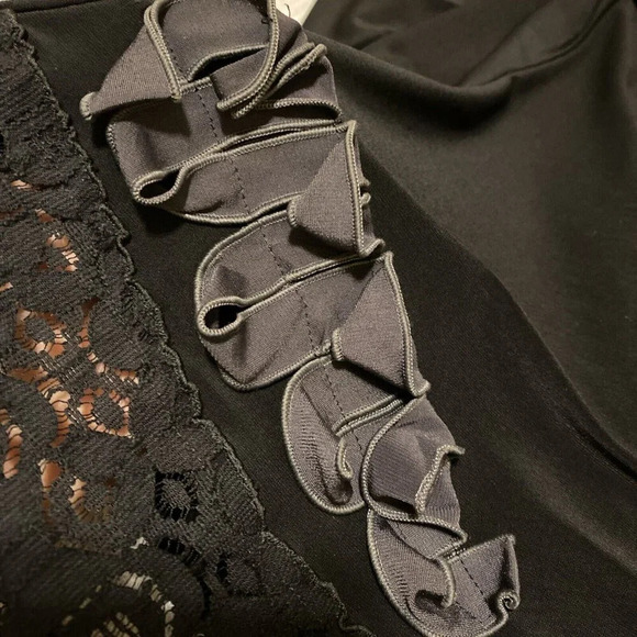 Concubine Women’s Long Black Lace Top Sz L Whimsigoth Witchy Artsy Stretchy Slim - Picture 12 of 13